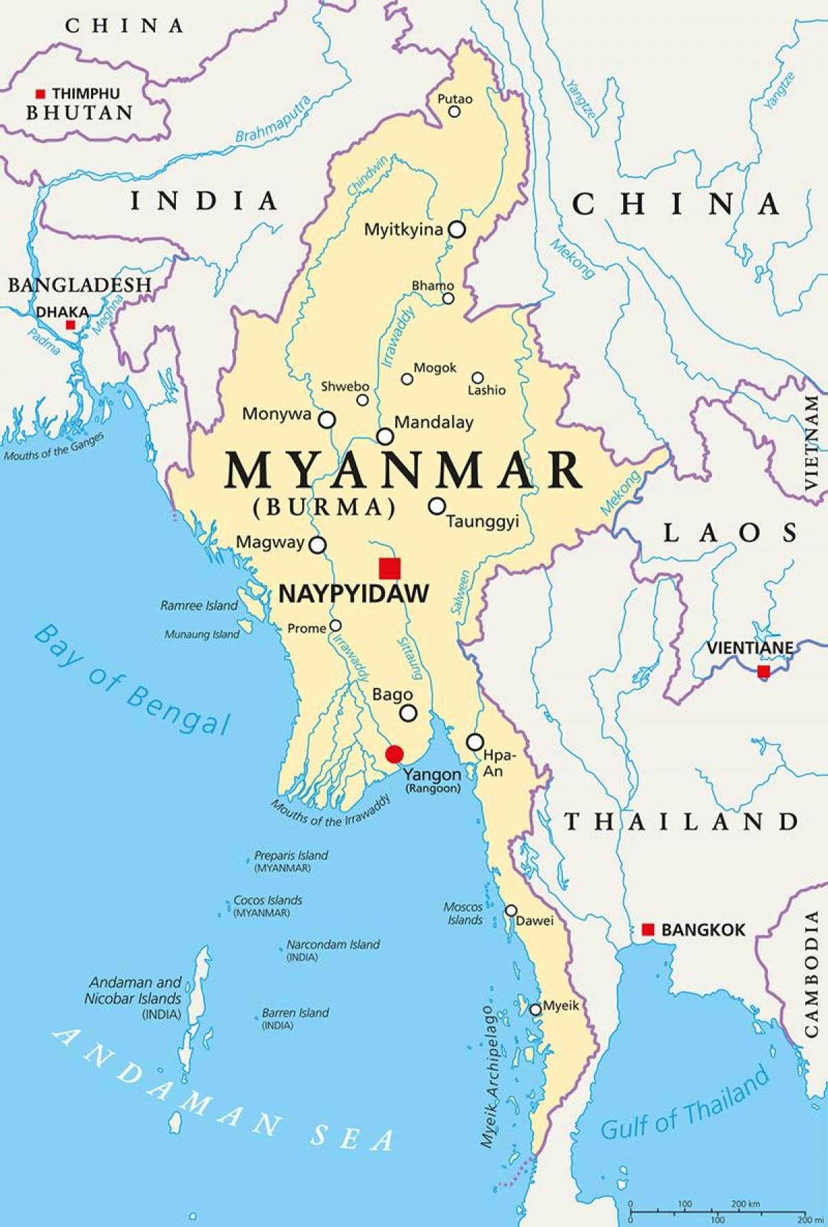 Myanmar țară hartă