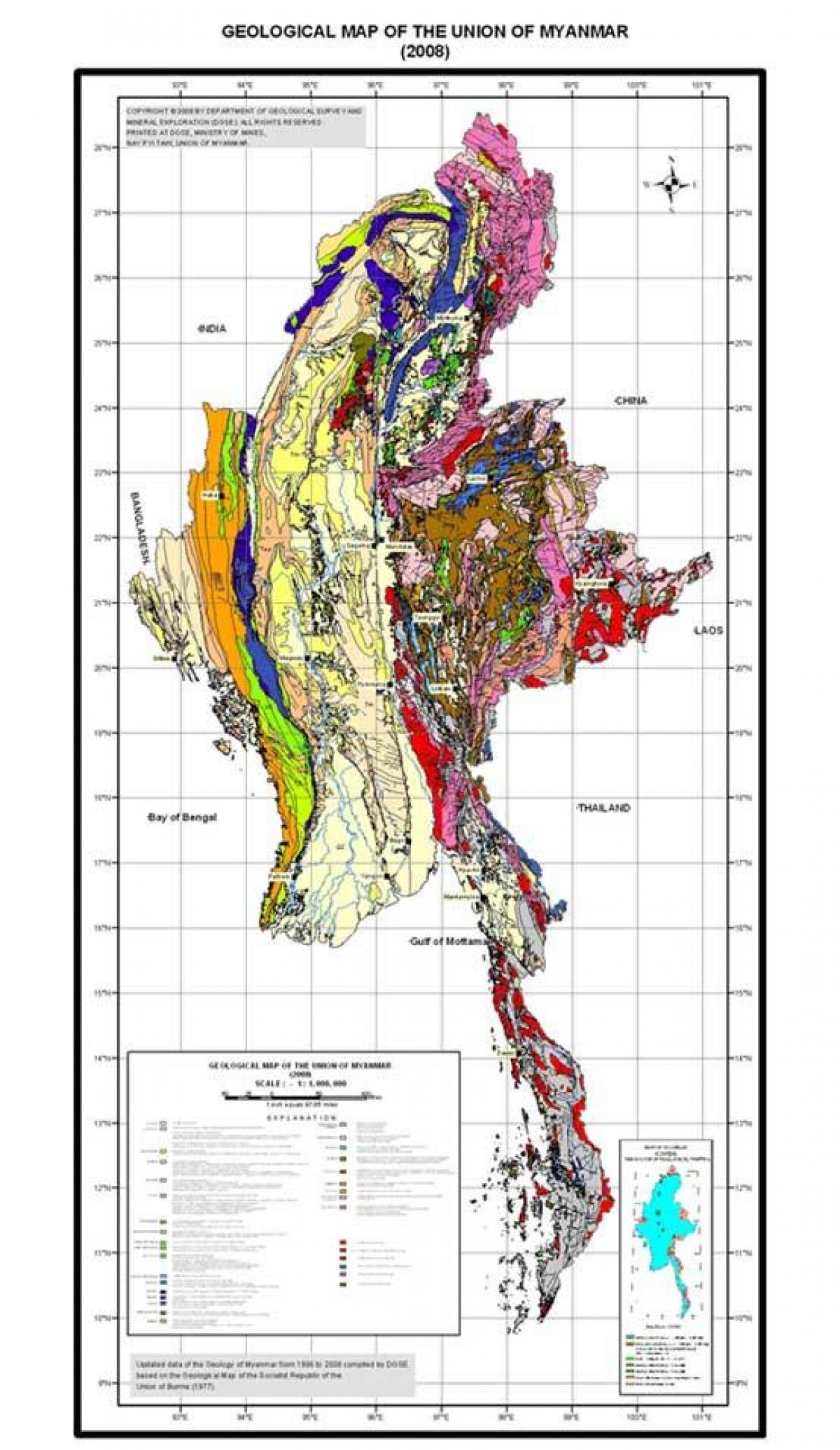 Harta geologică Myanmar 2008