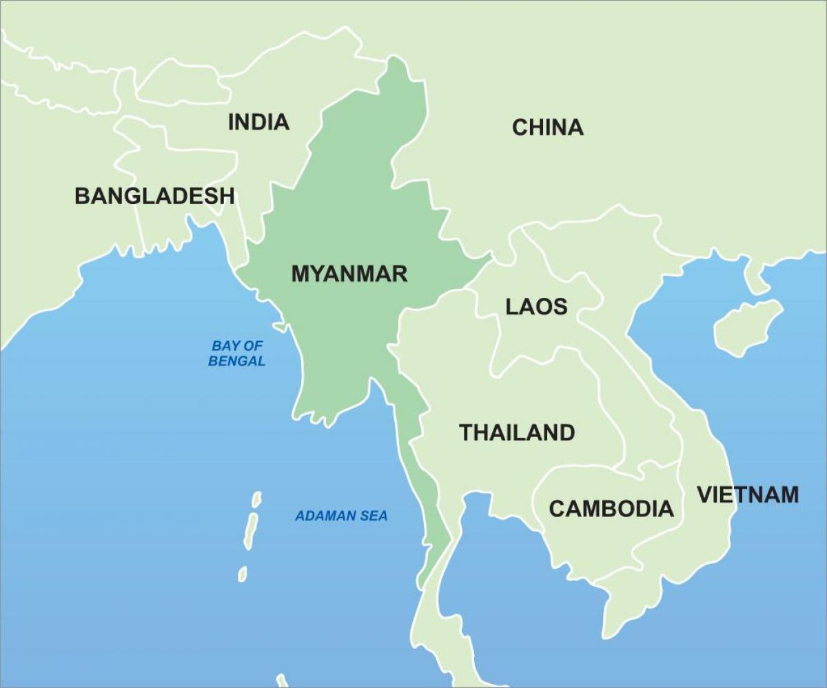 Myanmar pe asia hartă