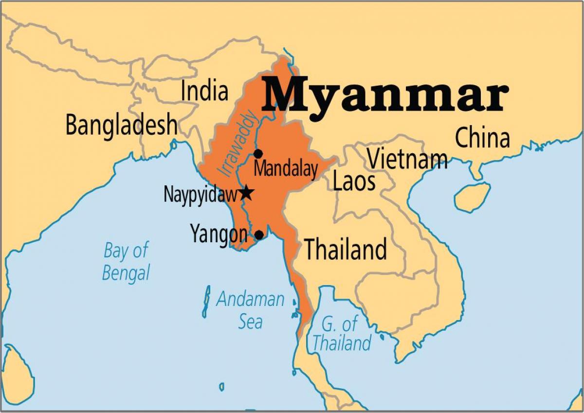 locația Myanmar în lume hartă