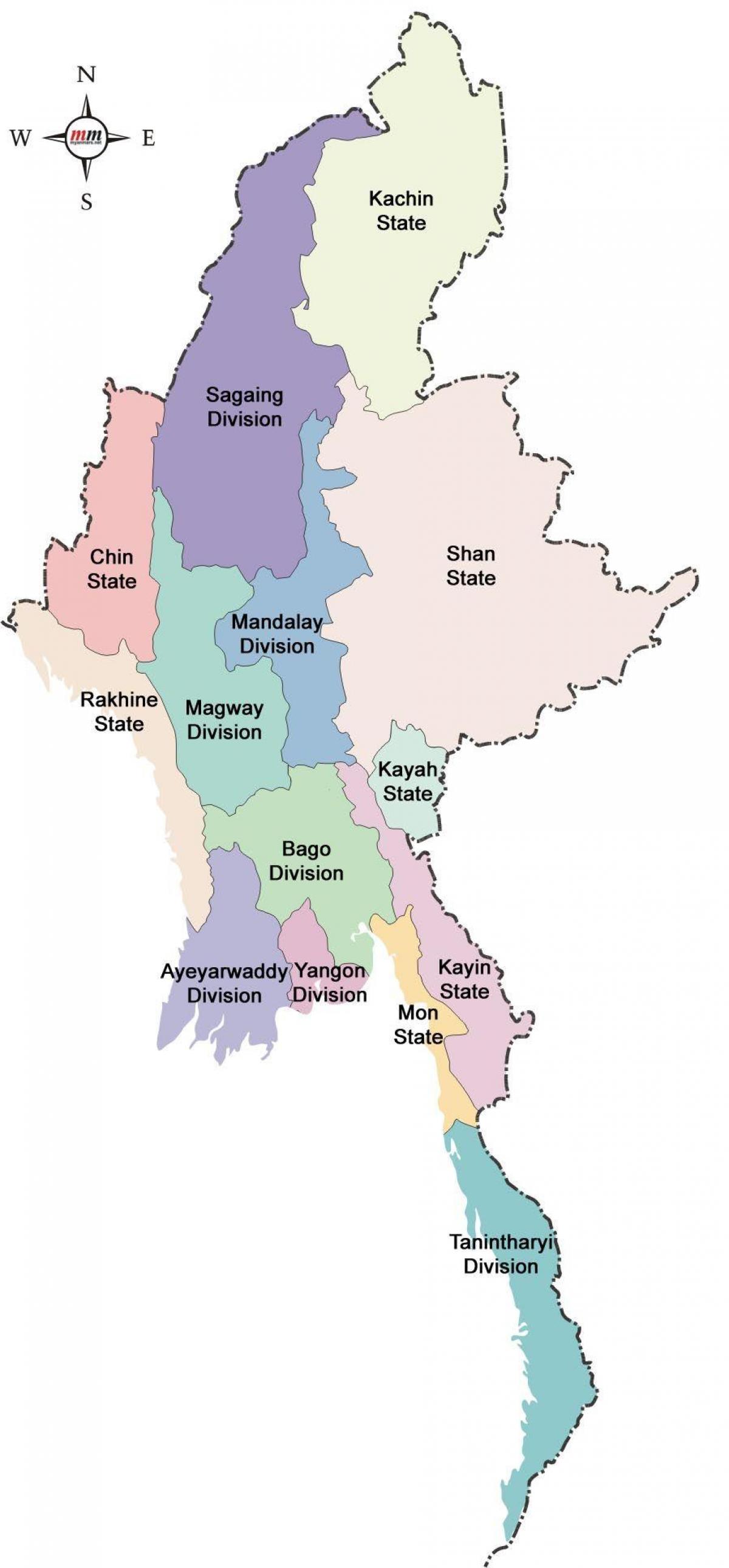 Birmania membre hartă