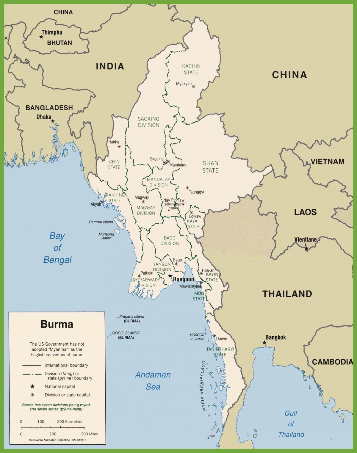 Birmania politice hartă