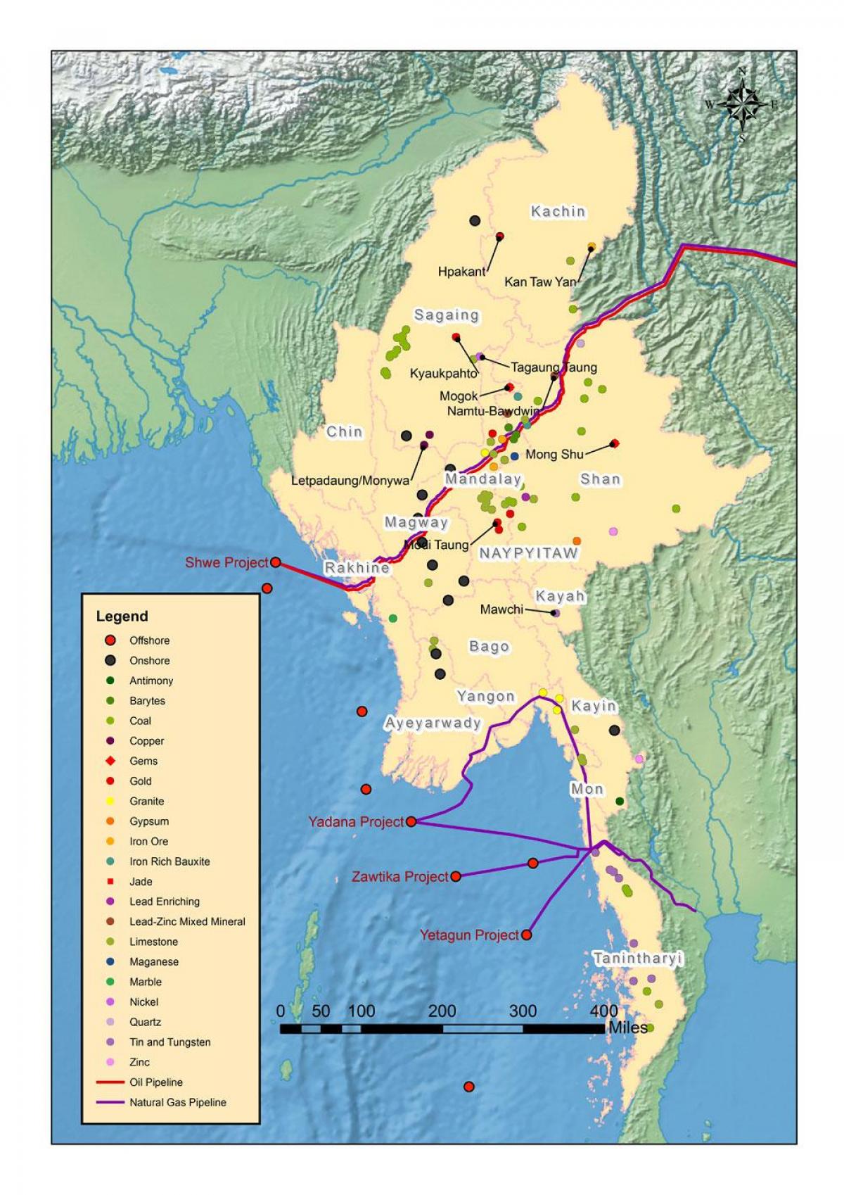 Harta Myanmar resurselor naturale