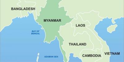 Myanmar pe harta asiei